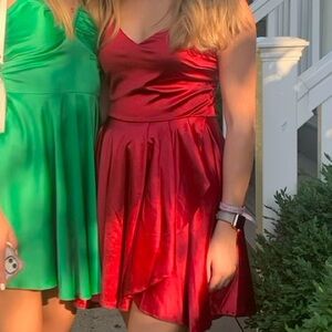 Windsor Red Satin Skater Dress